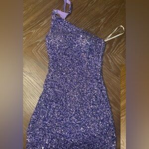 Sherri Hill Purple Sequin Prom Dress